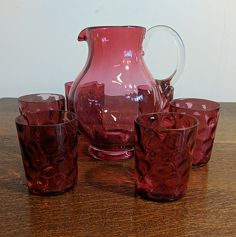 cranberry glass pitcher and tumbler set-2.jpg