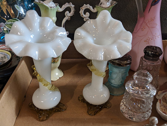 pair od white and amber glass bud vases-1.jpg